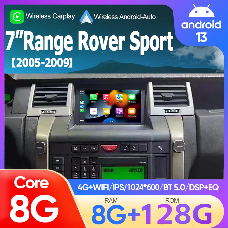 Android 13 For Land Rover Discovery3 Range Rove 2004 - 2009 Car Radio Player Wireless Android Auto Stereo Head Unit Intelligent