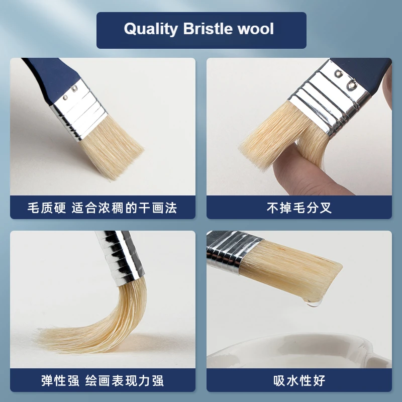 1/3/5/7/9 PCS Chip Paint Brushes Natural Bristles Wooden Handle Flat Brushes Set for Painting, Glue, Oil, Acrylic, Stain