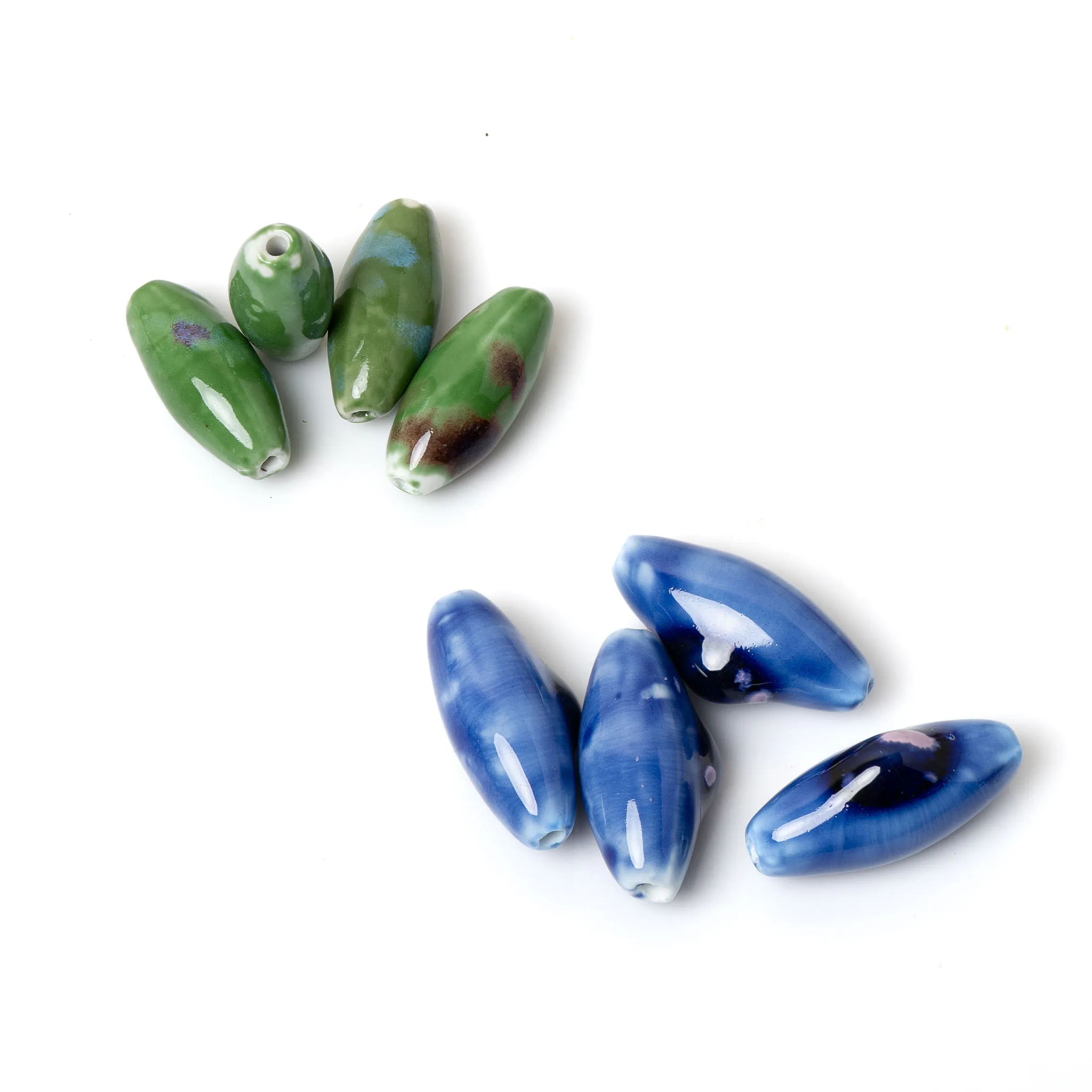 Colorful Ceramic Beads Large Bullet Shape 37x16mm DIY Jewelry Making Necklace Bracelet Supplies 2pcs Pack