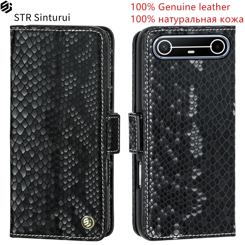 

STR Genuine relief pattern leather card Slot Wallet Cover For Tecno Pova Slim 7 6 Pro Ultra Curve Flip shockproof phone Case