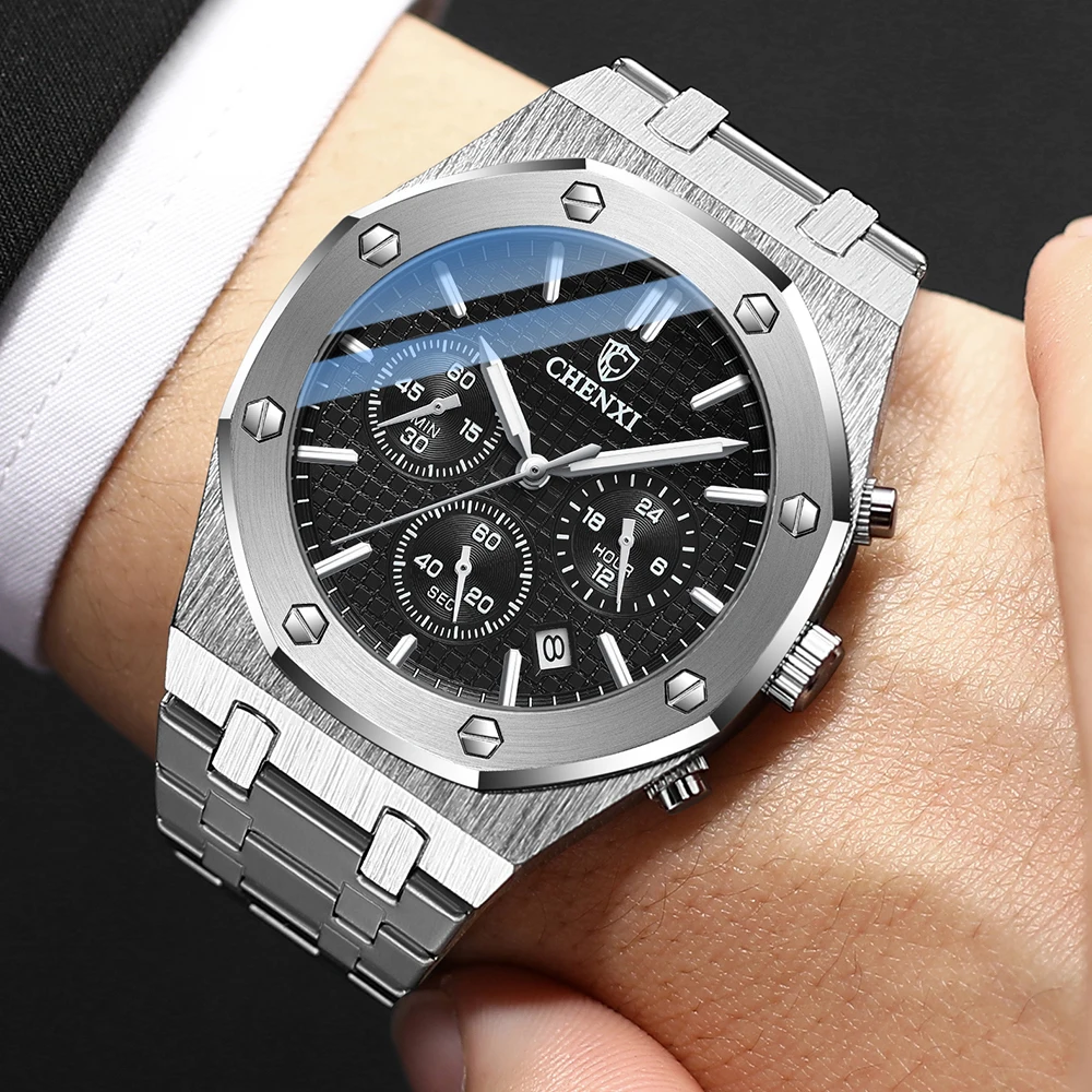 Fashion Chenxi Business Mens Watches Top Luxury Brand Quartz Watch Men Stainless Steel Waterproof Wristwatch Relogio Masculino