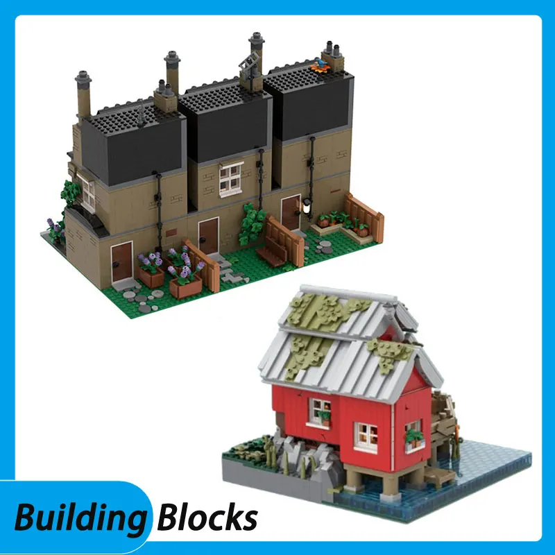 

Обработка мелких частиц в сборе, строительные блоки 198676 3717 шт., современный вид на улицу, модель городской дом, игрушка «сделай сам», рыбак