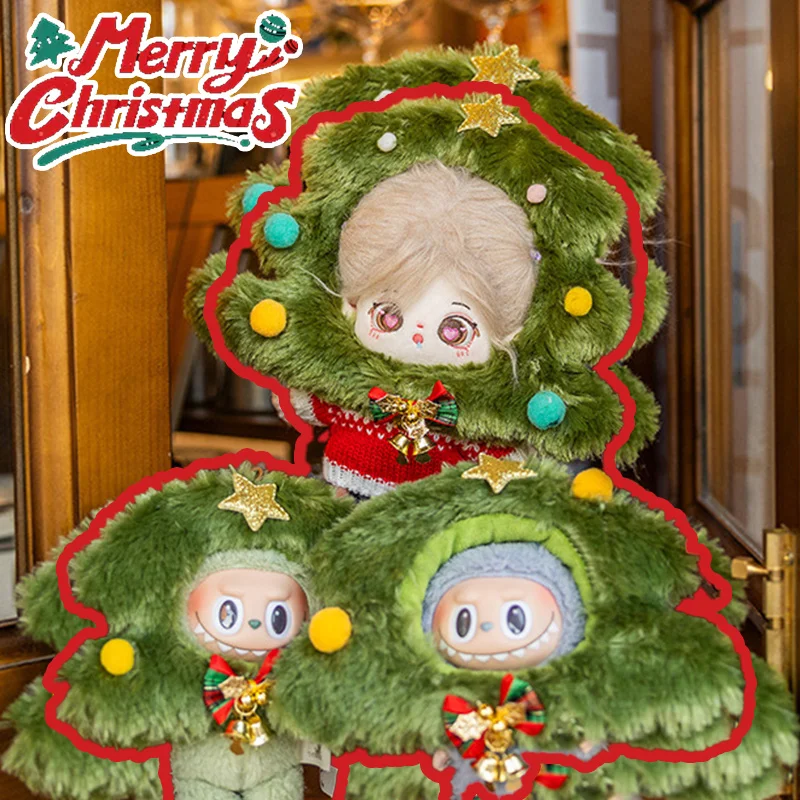

Для 10/15/20 см хлопковая кукла, одежда, головные уборы для рождественской елки, 15 см, Labubu, Новый год, декоративный шарф с яблочной звездой, аксессуары для кукол