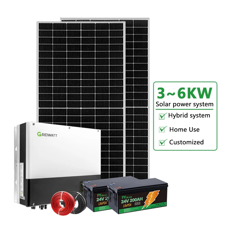 3KW-6KW Complete Hybrid Solar Panel System, MPPT LiFePO4 Battery Off Grid Generator for Home Use