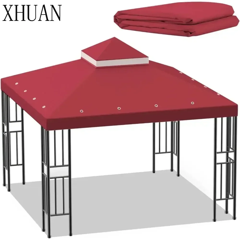 Sumfaller 10x10 FT Gazebo Replacement Canopy Top Cover Double Tiered Canopy Top Cover for Outdoor  Roof Cover Grill Shelter