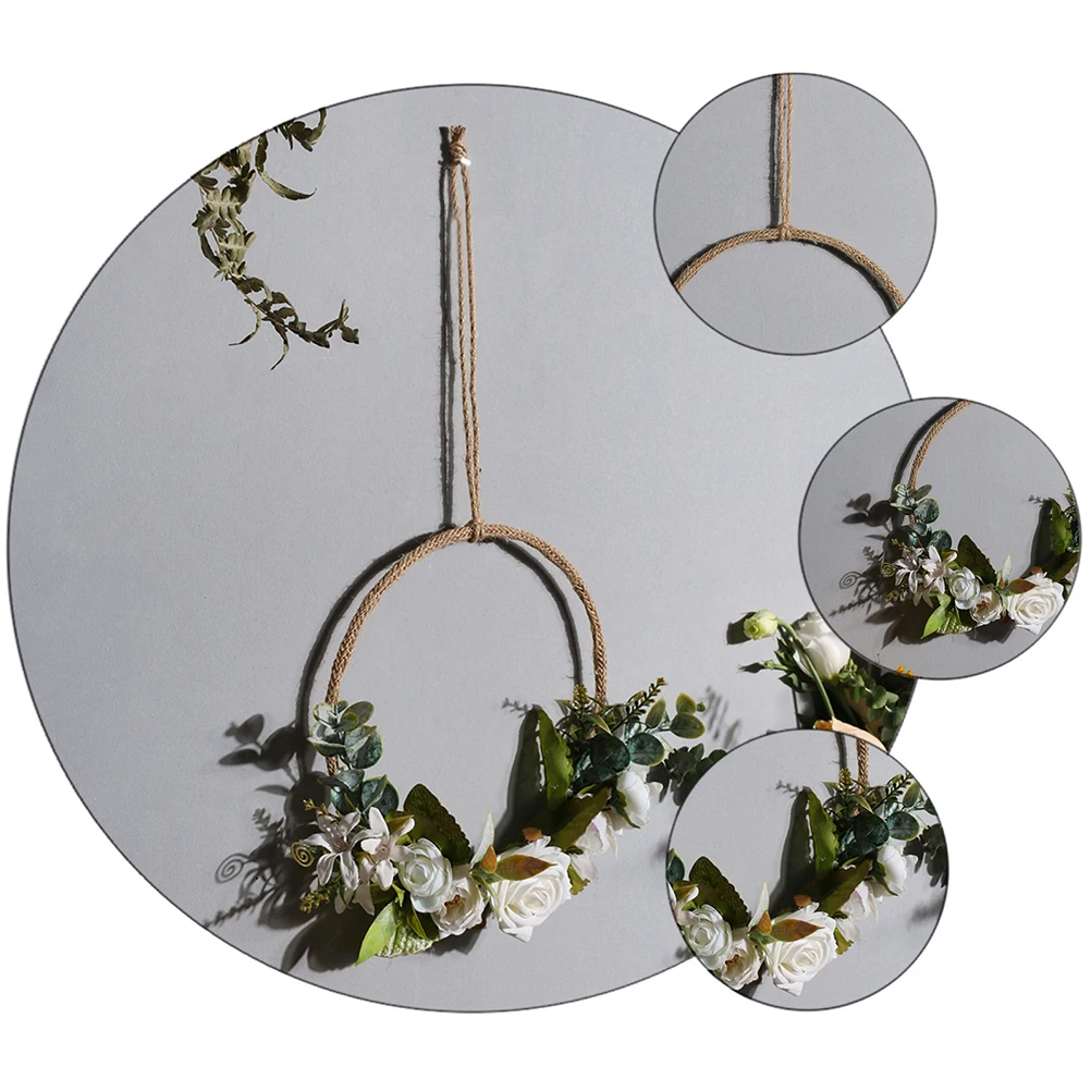 

White Simulated Garland Wall Hanging Door Window Decoration Pastoral Wreath Beautiful Tapestry Vivid Flower Crafts