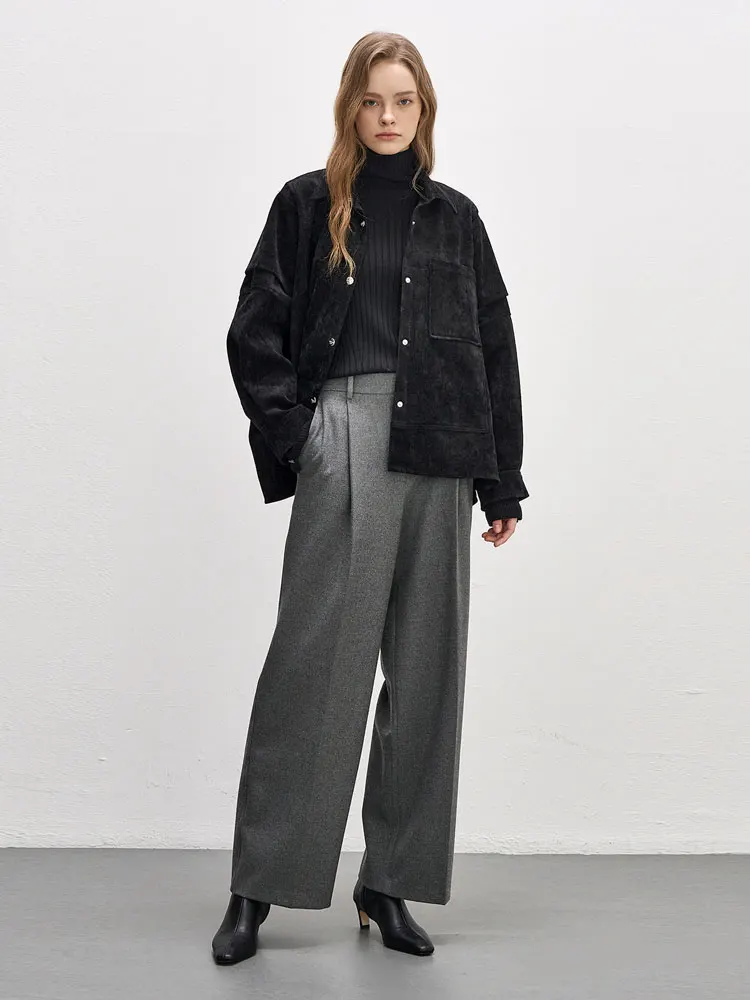 กางเกงสูททรงตรงเอวสูง Noxula Authentic รุ่น Fall 2025 จีบยาวคลุมเท้า ใช้งานได้หลากหลาย สไตล์เกาหลี ผ้าโพลีเอสเตอร์...