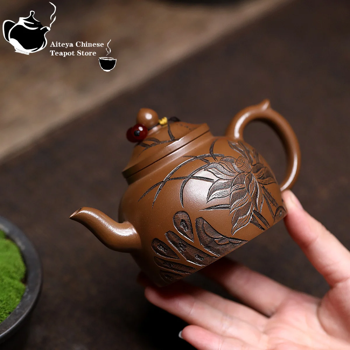 Bule de argila roxa Yixing, minério original, ouro vermelho, argila vermelha, fragrância de lótus, bule de lanterna de palácio, conjunto de chá kung fu