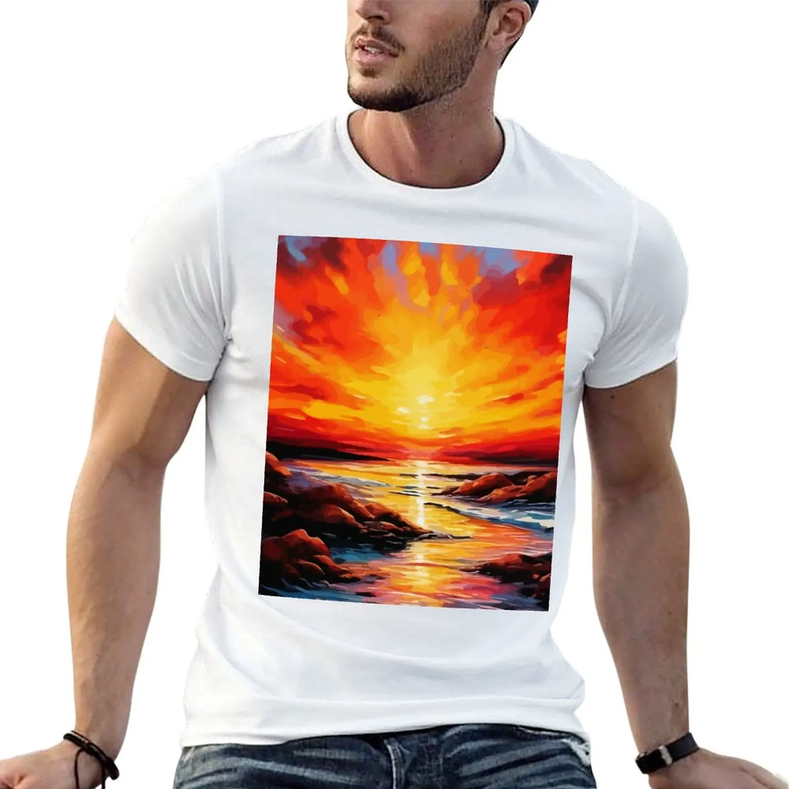 Magic sunset T-Shirt Soft Casual Short Sleeve Cotton Tee