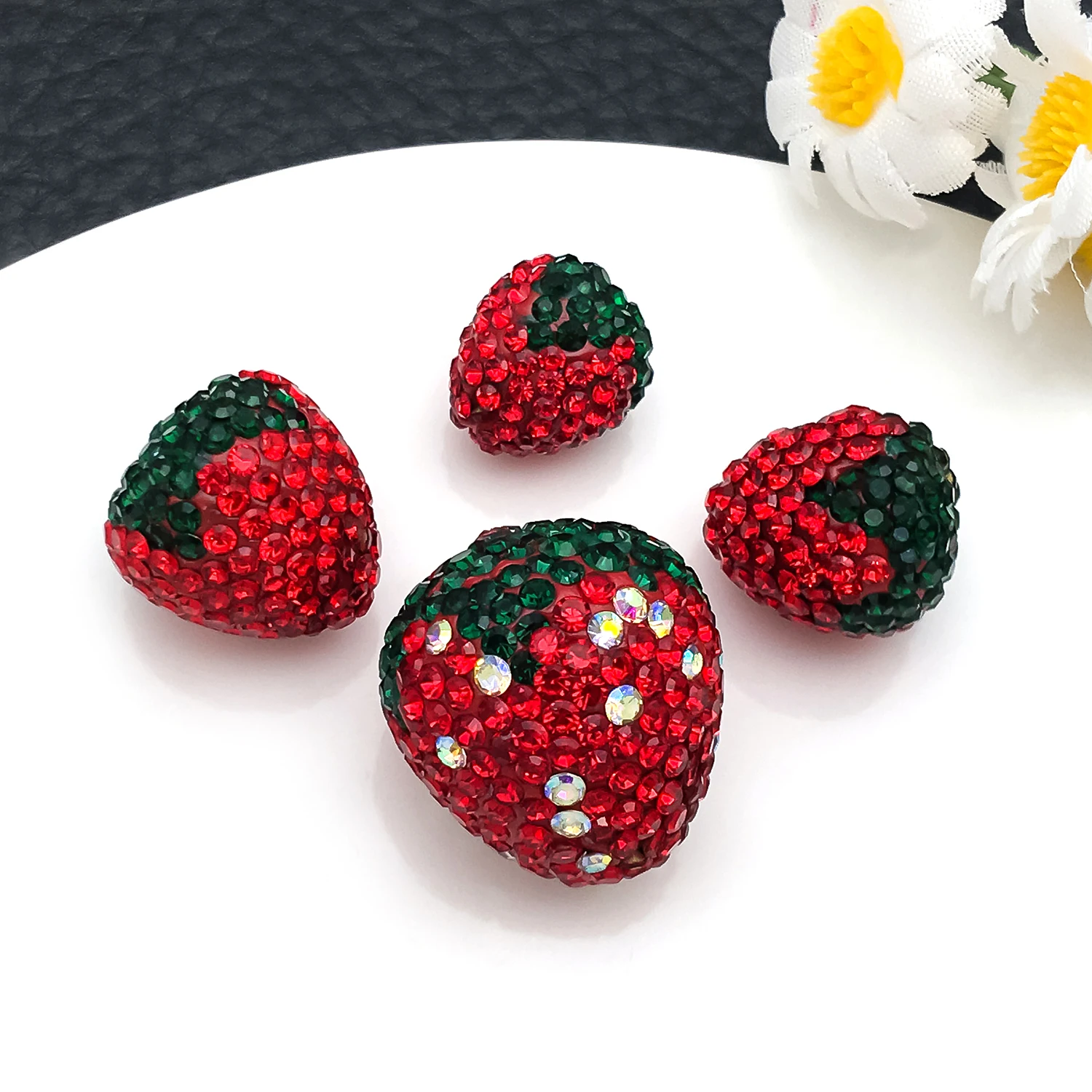 4pcs Big medium and small red strawberry charms pendant, suitable for handmade earrings, necklaces and bracelets DIY accessories