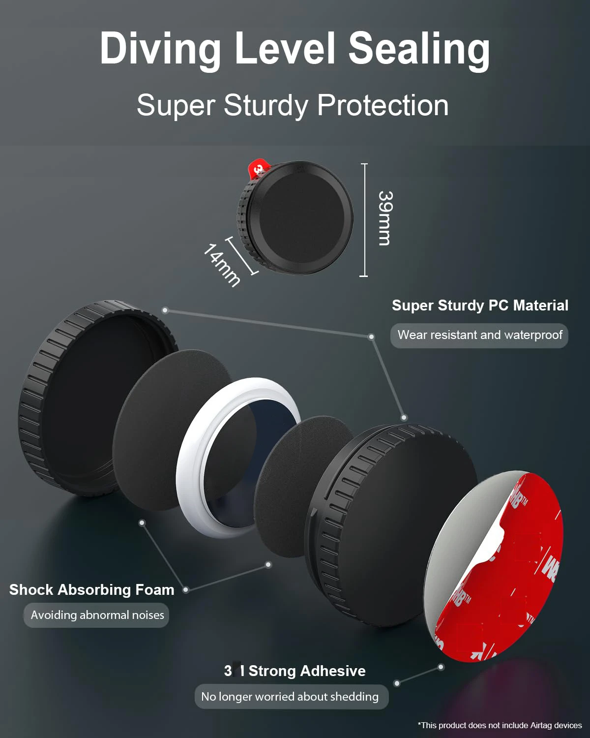 Penutup pelindung AirtTag GPS, penutup pelindung untuk AirtTag pelacak GPS IP68 tahan air tahan guncangan kompatibel dengan casing Airtag untuk Dompet hewan peliharaan, kunci sepeda