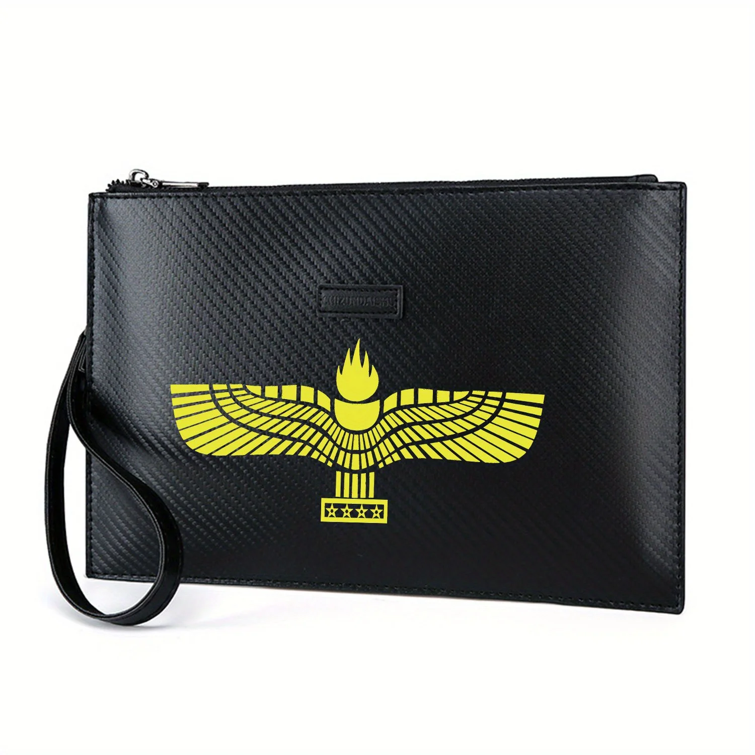 Simbolo delle stelle della fiamma del sole delle ali Borsa da uomo elegante stampata in PU alla moda e pratica per il trasporto quotidiano