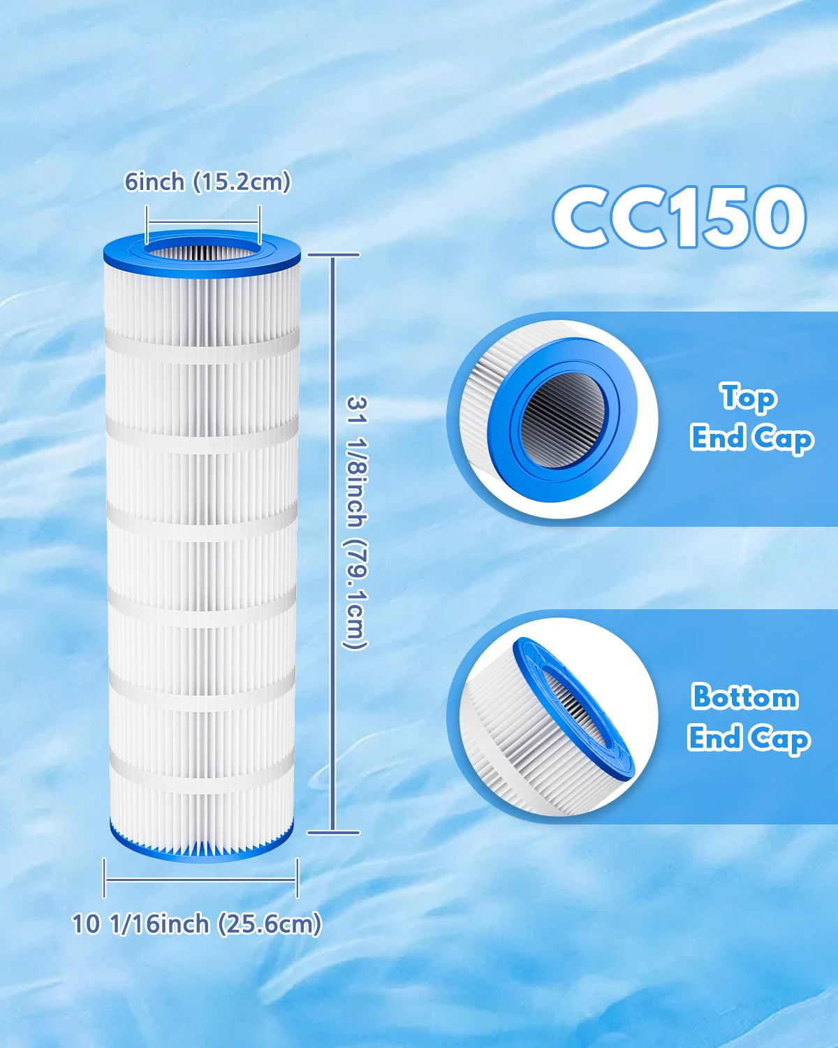 Pool Swimming Filter Cartridge 1 Pack 150 Sq.Ft Compatible with CC150 CCRP150 PAP150-4 C-9415 FC-0687