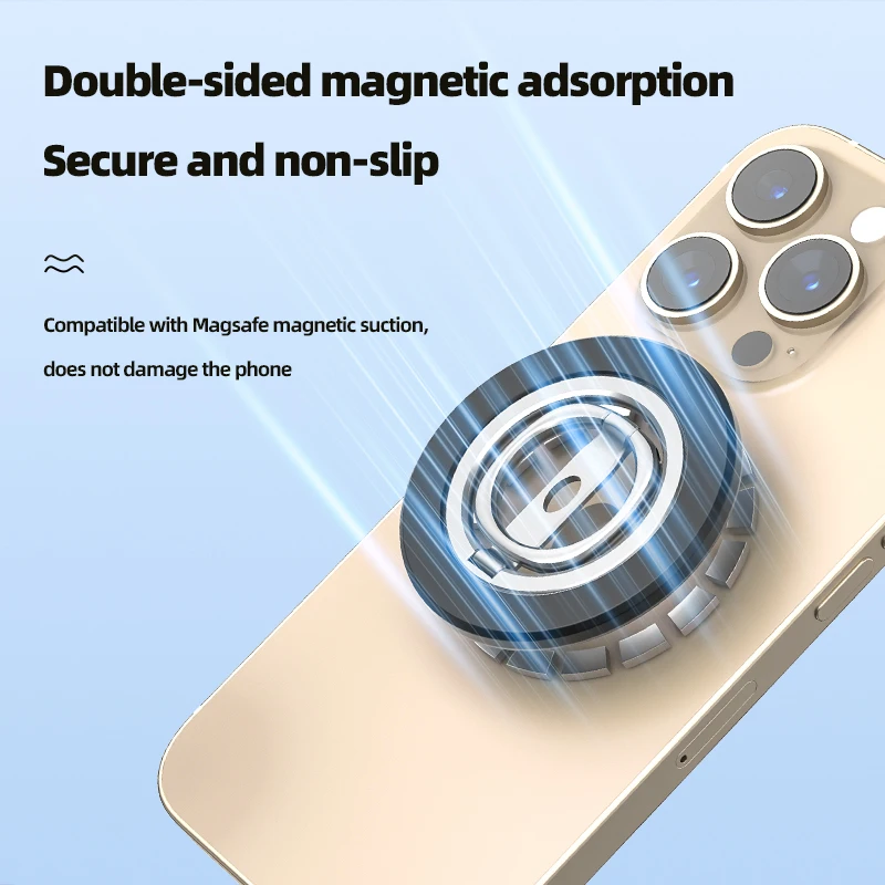 Immagine 5: Supporto Magnetico per Telefono con Anello, Impugnatura Regolabile 3-in-1 e Cavalletto per iPhone Serie 15/14/13