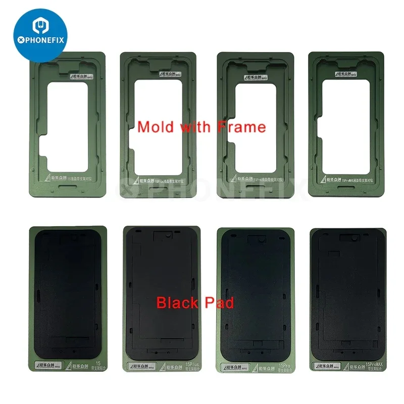 LCD Alignment Positioning Mold with Bezel Frame Black Laminating Mat for Iphone XR XS 11 12mini 13 14 15 ProMax Dispaly Repair