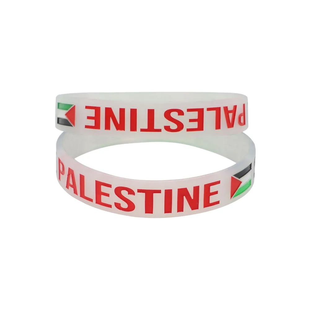 Clear Elastic Silicone Wristband Phosphorescent Men Women National Flag Printed Sport Bracelets Bangle Fashion Hand Jewelry