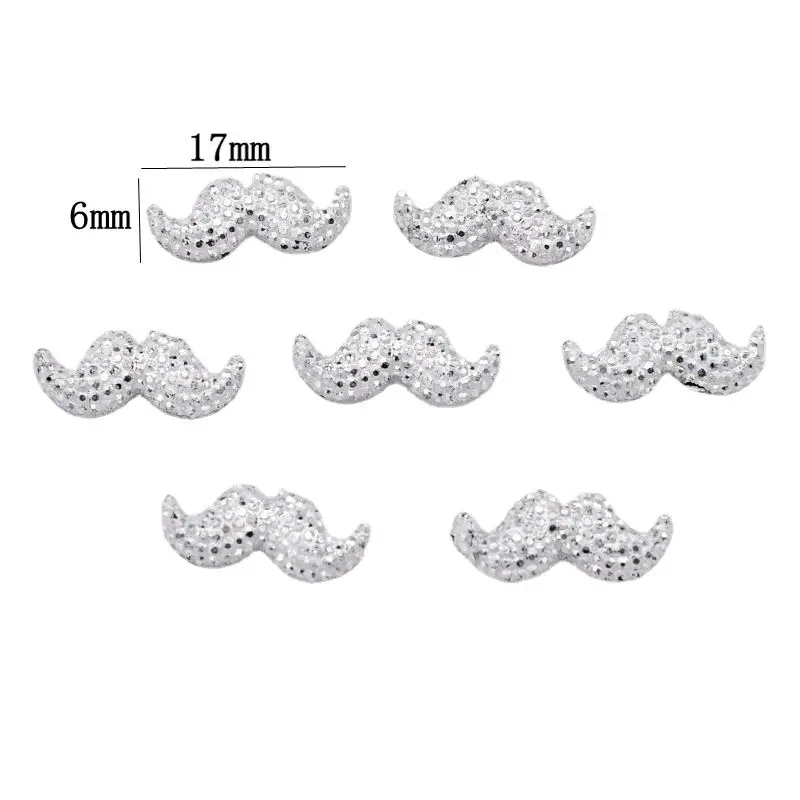 Fai da te 6*17mm / 9*20mm resina argento barba Flatback strass bambino scrapbook/accessori per Applique da sposa sculture SF213