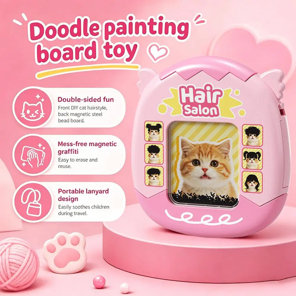 Magnetic DIY Pet Hair Styling Drawing Board Cute Cat Dog Sketch Pad Mini Magnetic Painting Board Fidget Toy Gifts