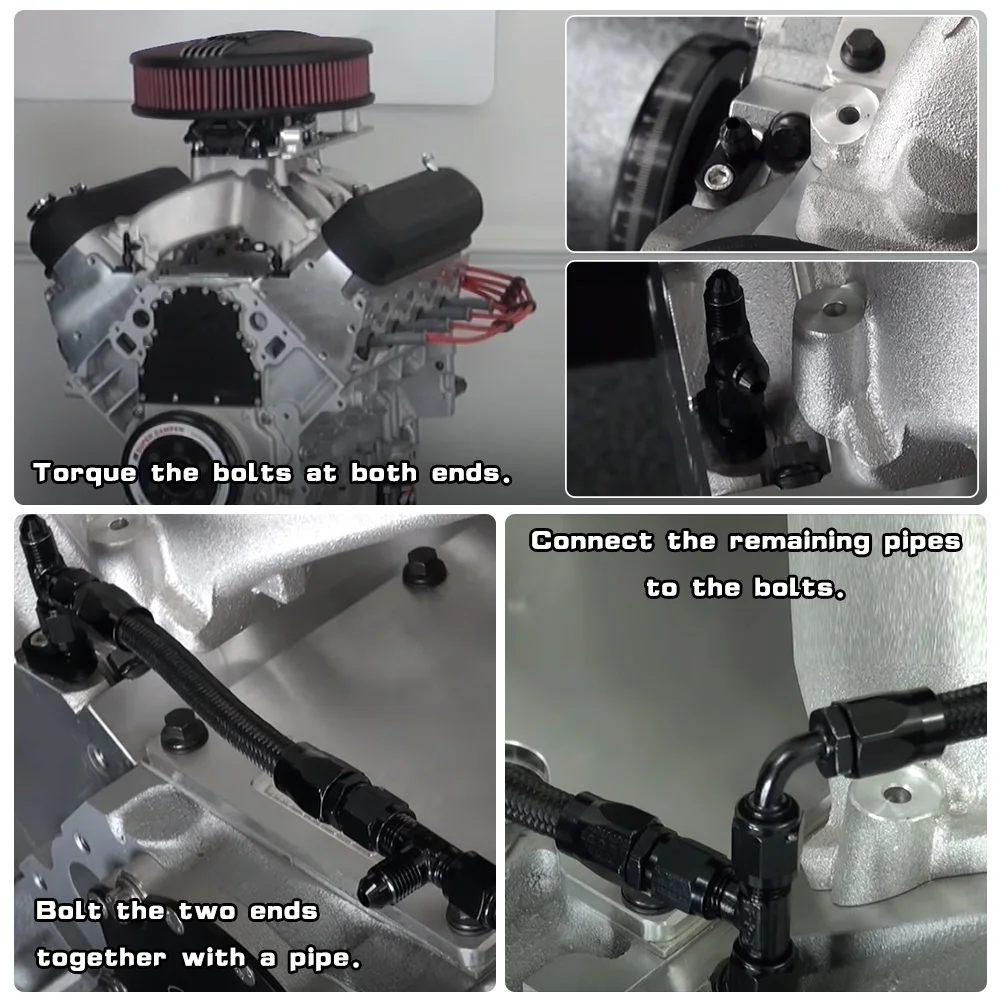 AN4 เครื่องยนต์ Steam Vent ท่อชุดสแตนเลสถัก/สีดําท่อไนลอนสําหรับ LS LSX LS1 LS2 LS6 LM7 สําหรับด้านหน้าด้านหลัง Venting