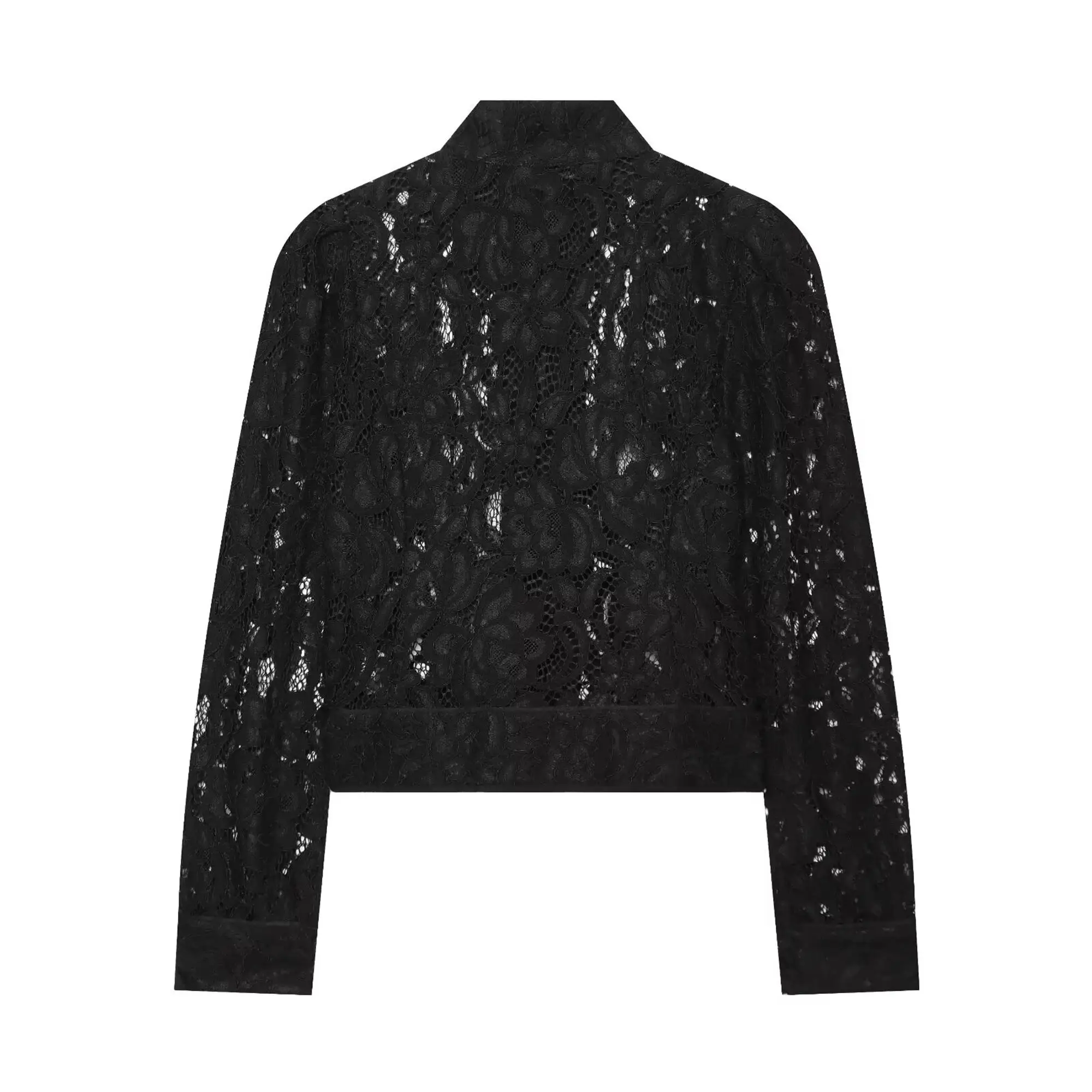 TFMLN Herbst Damen Spitzen-Puffärmel Kurze Jacke Sexy Ausgeschnittener Hochgeschnittener Schlanker Anzug Mantel Elegantes Romantisches Damen-Outfit – Detail 3