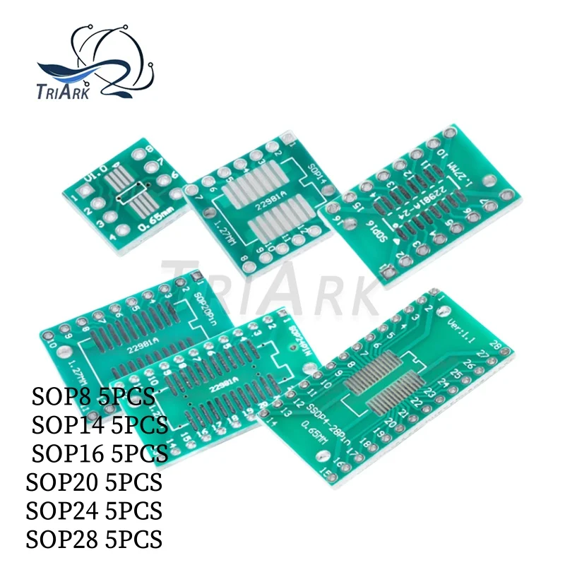 

30PCS PCB Board Kit SOP24 SOP8 SOP14 SOP16 SOP20 SOP28 SMD Turn To DIP Adapter Converter Plate SOP 8 14 16 20 24 28