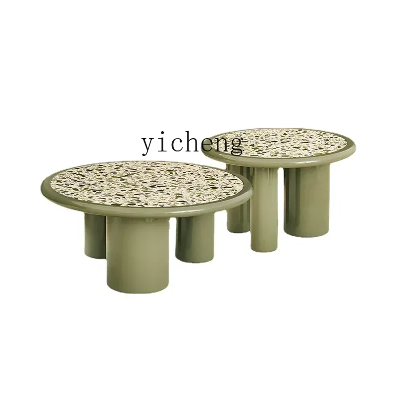 

PQF Terrazzo Size round Tea Table Combination Living Room Home Small Tea Table