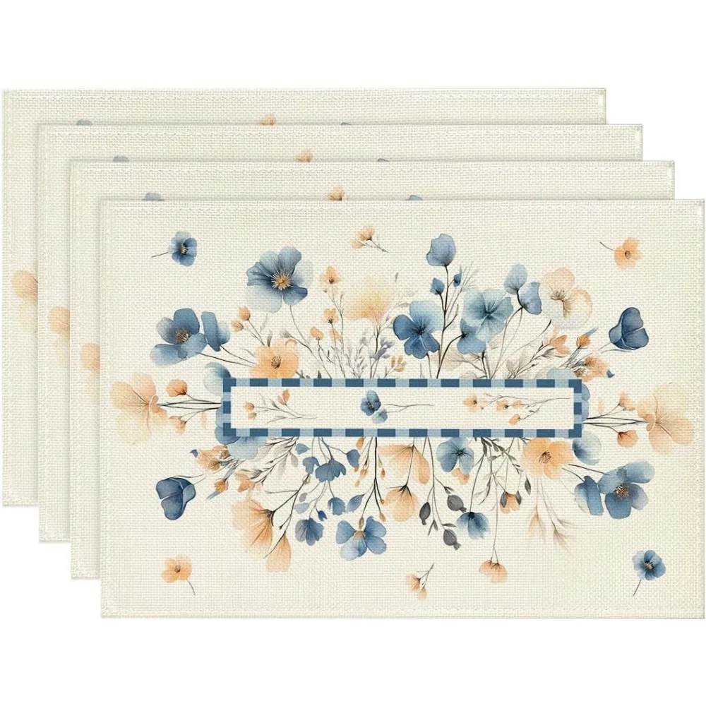 

Блум цветы цветочные сорняки весенние салфетки набор из 4 шт. 12x18 дюймов сезонные коврики для стола вечерние украшения для кухни и столовой