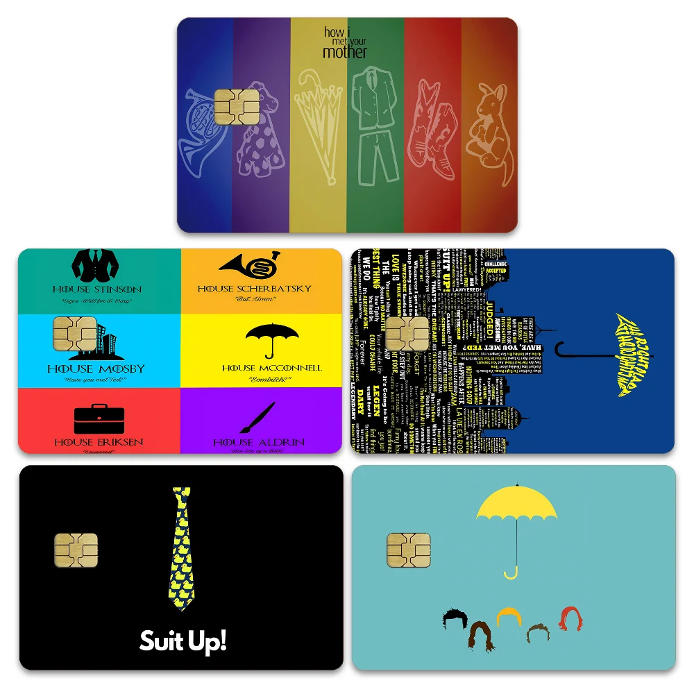

How I Met Your Mother Card Stickers Decals 4pcs PVC Card Skin Credit Card Cover Decoration Self-adhesive Protective Film