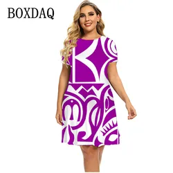 Vestido de verano con estampado geométrico para mujer, ropa holgada de manga corta con cuello redondo, talla grande 4XL, 5XL, 6XL, novedad de 2022