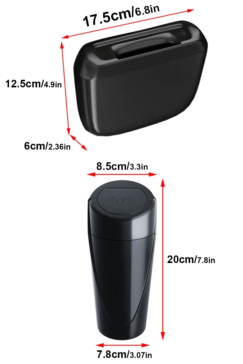 Schwarzer Autotür-Aufbewahrungs-Mülleimer, einfacher und tragbarer Mini-Auto-Mülleimer, Aufbewahrungseimer mit Deckel, Push-Pull, multifunktional – Detail 2