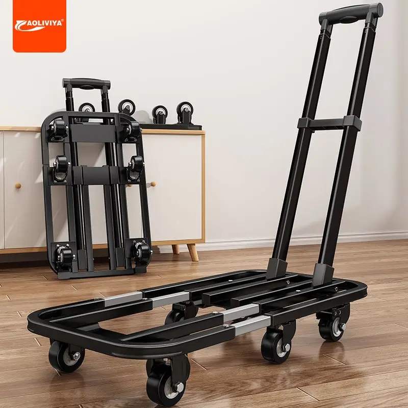 Aoliviya Official Hand Buggy Folding Handling Trailer Home Shopping Trolley Artifact Portable Luggage