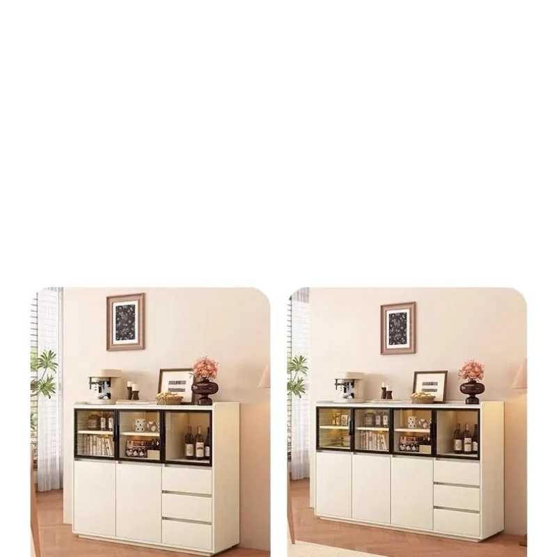 

Rock slab dining side cabinet living room integrated against the wall tea cabinet modern simple home