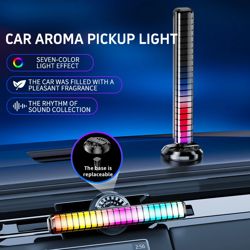 

Светодиодная лента для автомобиля с датчиком музыкального спектра, ароматизатор для автомобиля, ритмичная подсветка с голосовым управлением, атмосферная подсветка для автомобиля, световая лента для воздуховода.