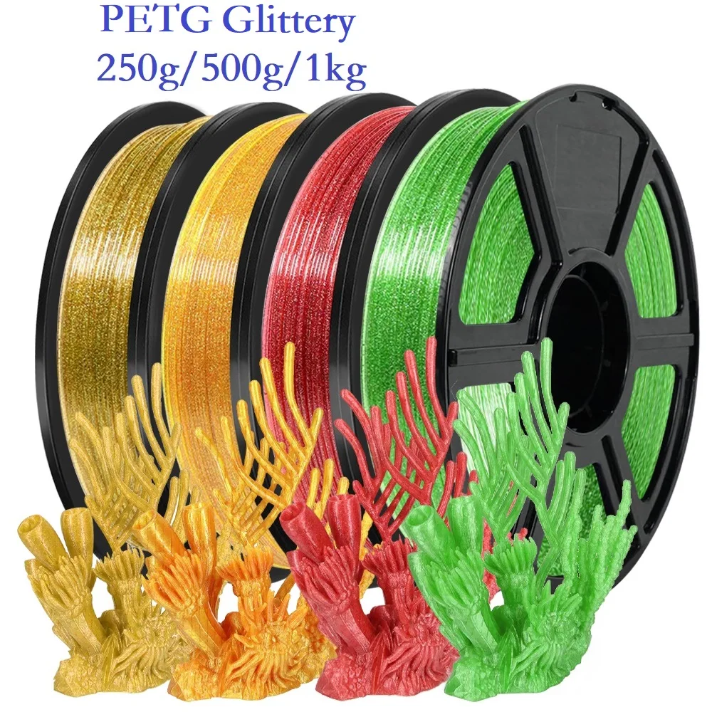 

Glittery PETG Filament 1.75mm 1kg 500g 250g 3D Printer Filament Sparkle PETG High Toughness Filament Black Blue Green