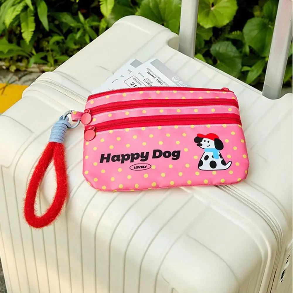 with Hanging Rope Document Organizing Bag High-capacity Multi-layer ID Card Storage Bag Dog Pattern Airplane Check-in