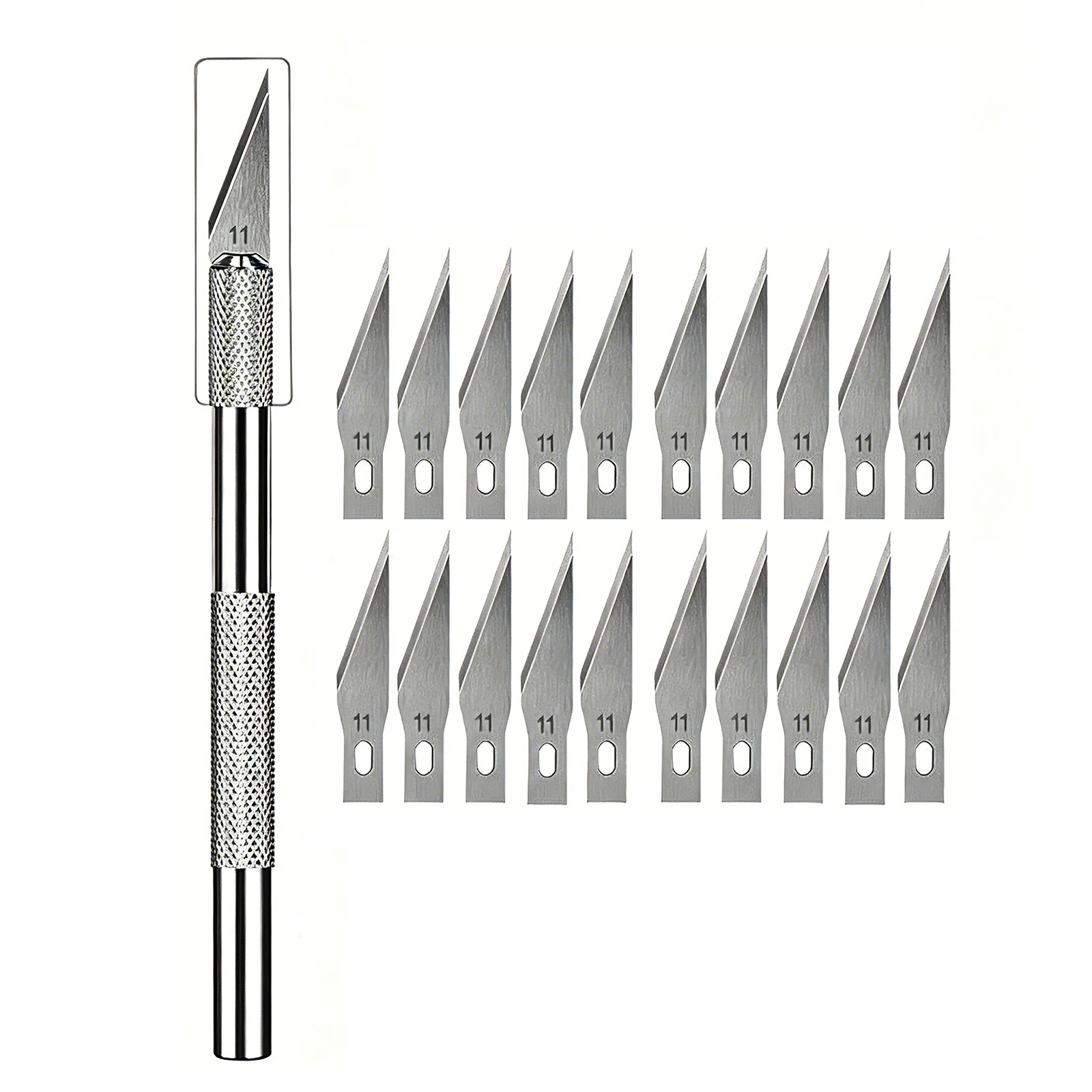 Engraving Non-Slip Metal Knife Kit + 20/5pcs #11 Blades Cutter Craft Knives for Mobile Phone PCB Repair Hand Tools view 6