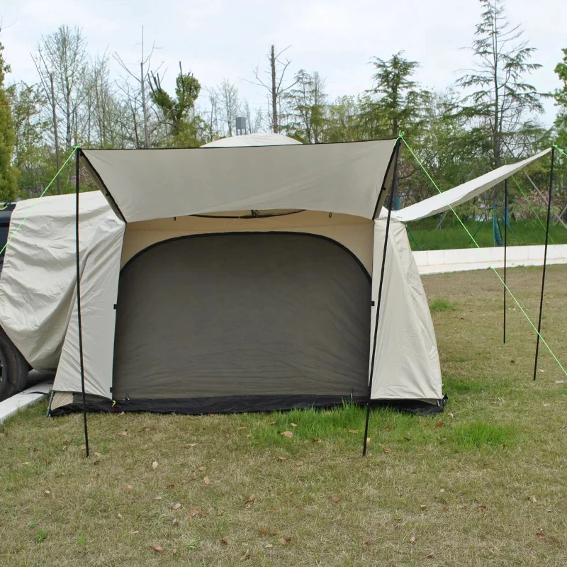 

Waterproof SUV Taiate Tent with Canopy PU4000, 16mm Aluminum Poles, Ideal 4-Person Camping Tent for Most Cars