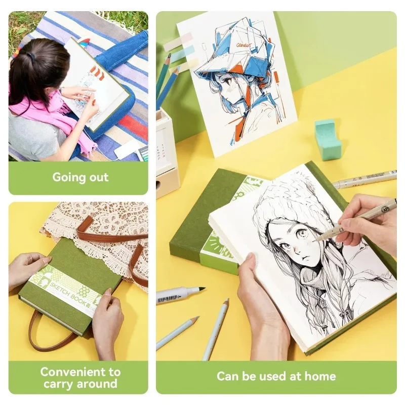 العودة إلى المدرسة كراسة الرسم الصلبة السميكة لطلاب الفن، كراسة الرسم لطلاب المدارس الابتدائية، الرسم مرسومة باليد