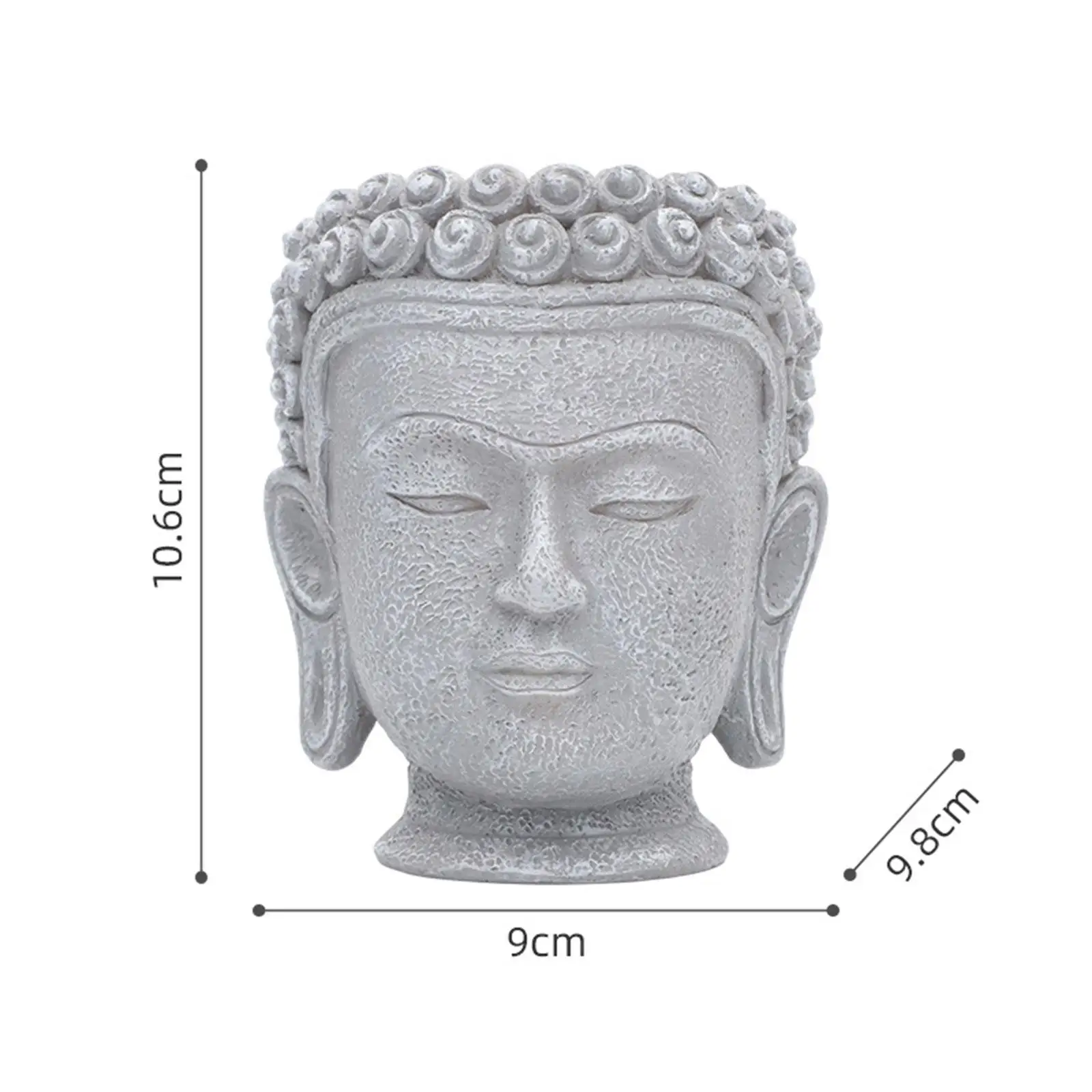Resin Buddha Head Flower Pot Miniature Plant Vase Indoor Outdoor Decorative Container with Drainage for Balcony Office