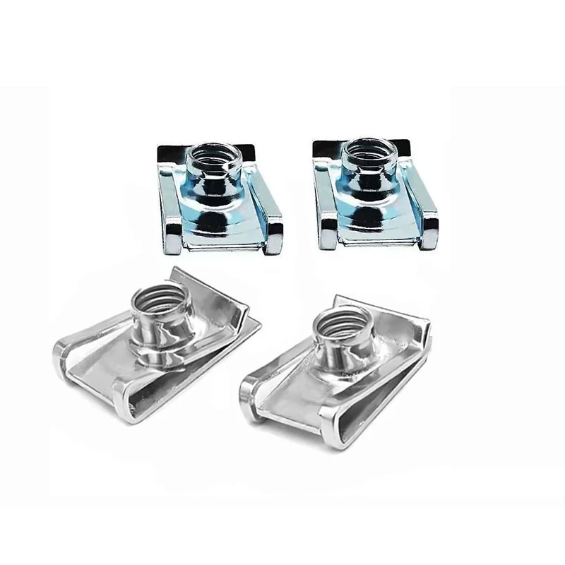 

304 Stainless Steel Notched Leaf Spring Nut Clip Stretch Galvanized Clamp Plate Nut Hardware U-shaped Card Spring M4/M5/M6/M8