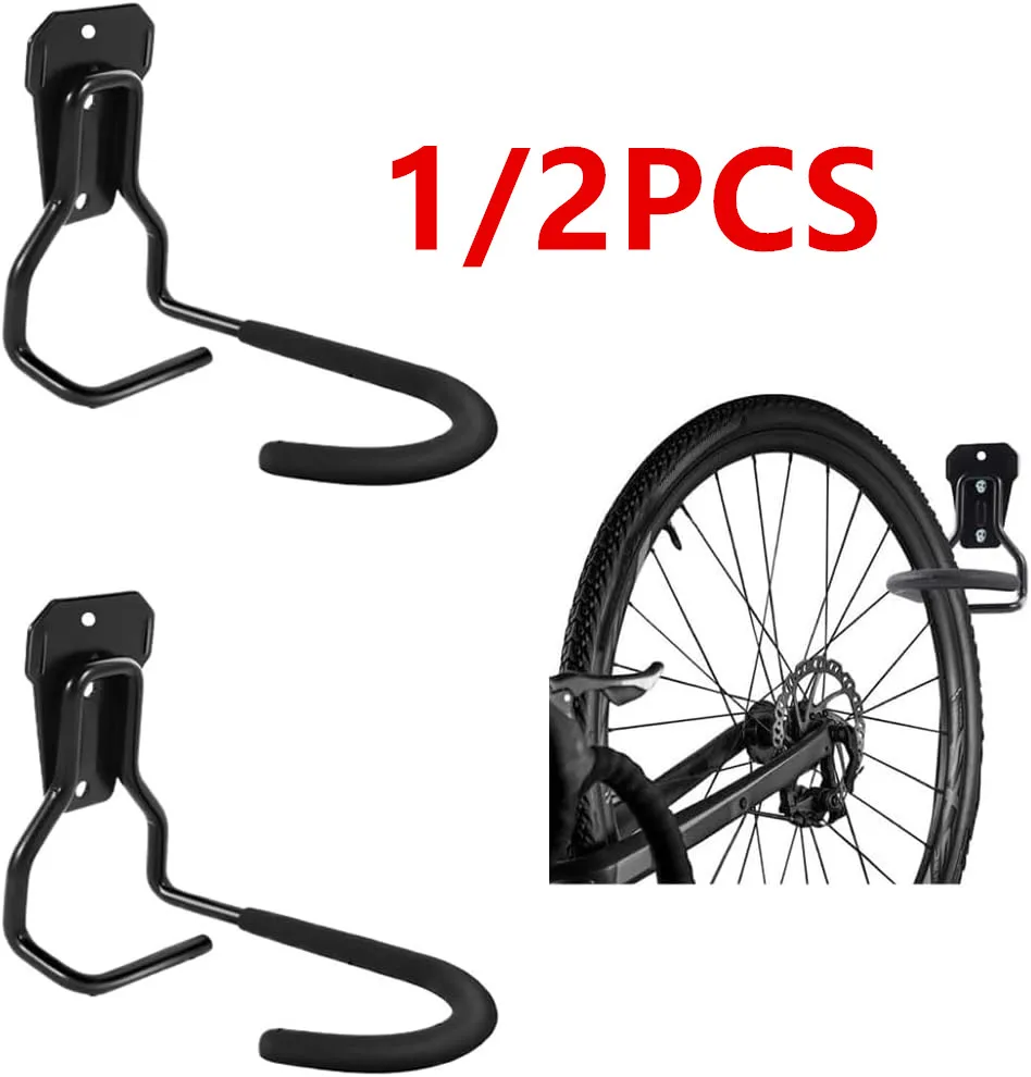 Image of 1/2 Stück Schwerlast-Fahrrad-Wandhalterung, Fahrrad-Aufbewahrungshaken für Garage, MTB, Rennrad, Platzsparender Halter