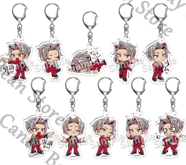 

Genuine Anime Ace Attorney Miles Edgeworth Cosplay Acrylic Keychain Pendant Cartoon Keyring Key Ring Accessories Hallowmas Gift