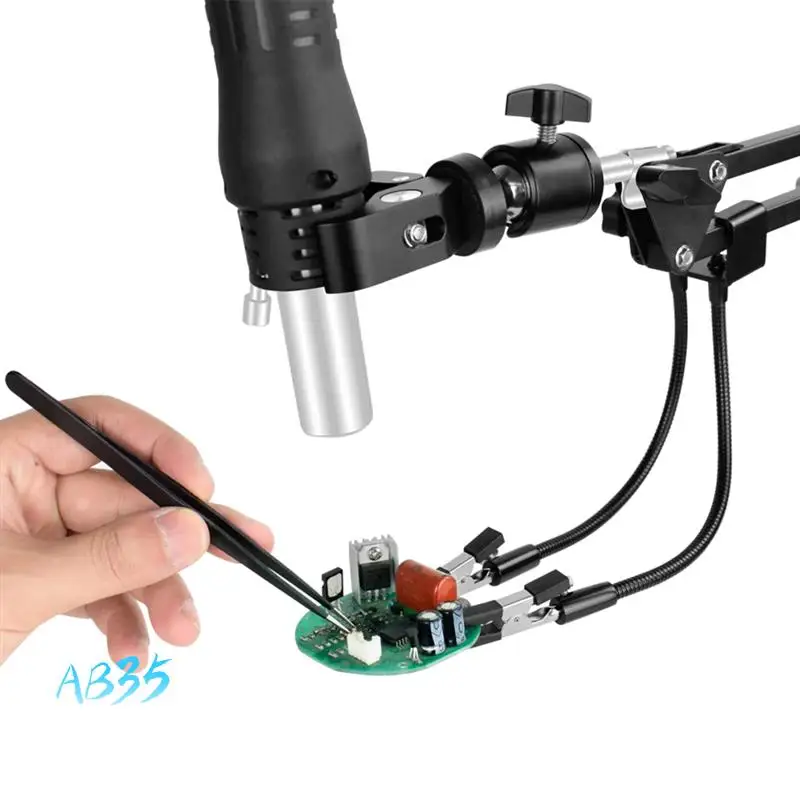 

AB35-Metal Welding Holder 2PCS Flexible Arms Soldering Third Helping-Hand PCB Stand Clamp Table Spring Tube Repairing Tool