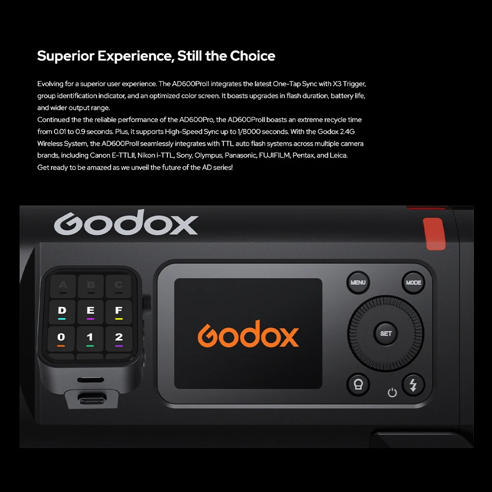 Godox AD600Pro II 600Ws TTL Outdoor Flash 1/8000s HSS 0.01-0.9s Recycle 40W Bi-Color Modeling Light Bowens for Canon Nikon Sony