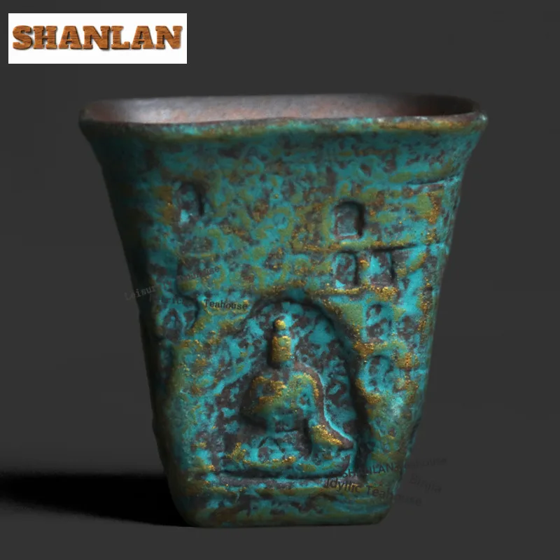 

50ml Lazuli Dunhuang Hermit Teacup Zen Square Tea Bowl Single Cup Tea-tasting Meditation Cup Jianzhan Master Cup Drinkware Gift