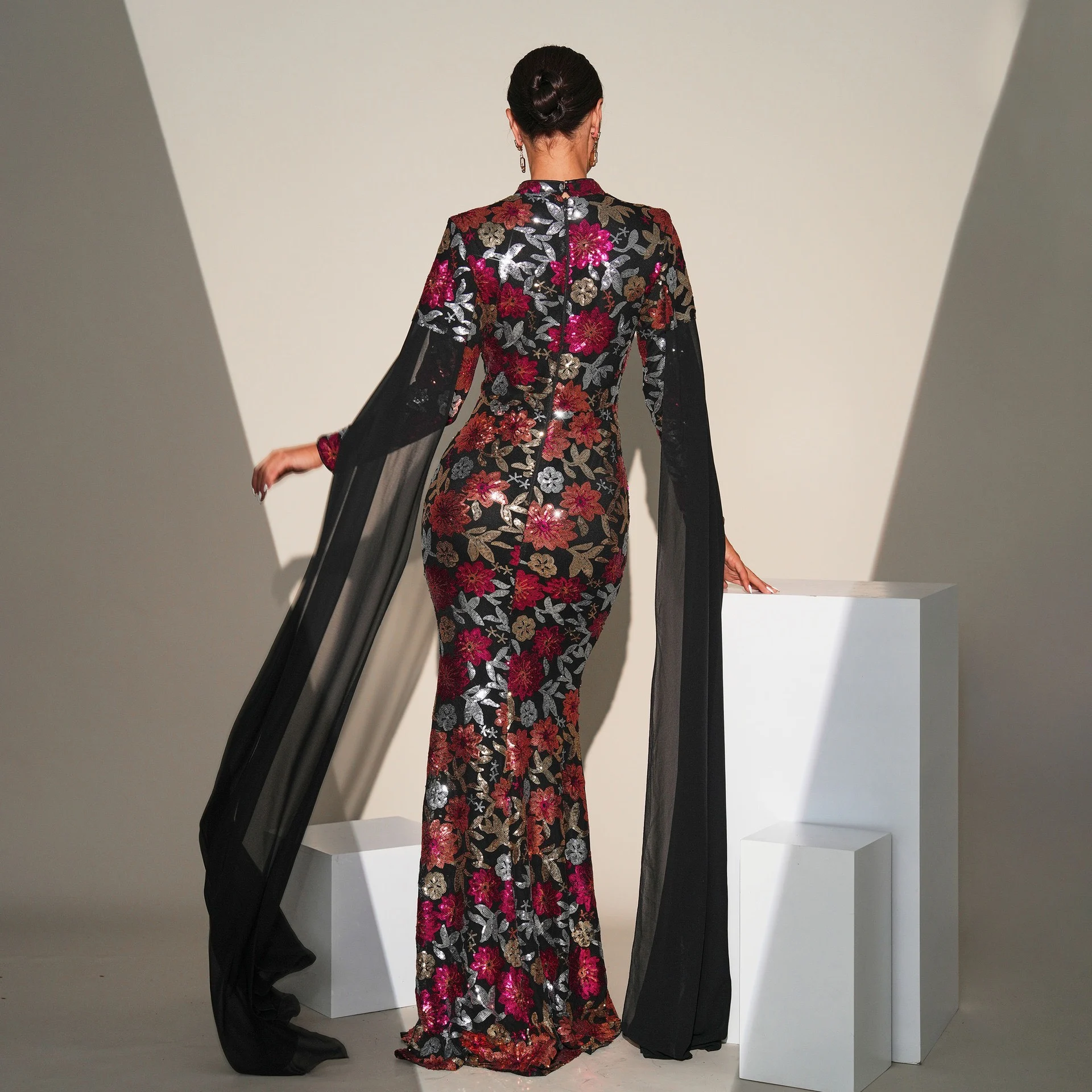 Ele Long Sve round Ne Sequin Evening Dr Maid of Dr ثوب نسائي لحفلات الزفاف Par Banquet Fem Faion