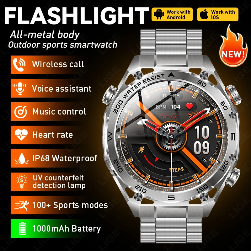 

New LIGE 1000mAh Smart Watch Men 1.53 inch HD Screen Wireless Call Daily Monitoring Fitness Tracker Sports Smart watch Original