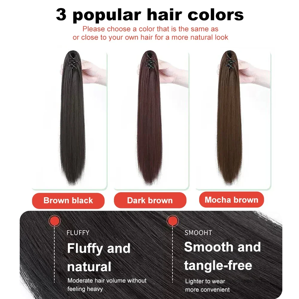 Presilha de rabo de cavalo sintético para mulheres, cabelo encaracolado longo, cabelo encaracolado natural