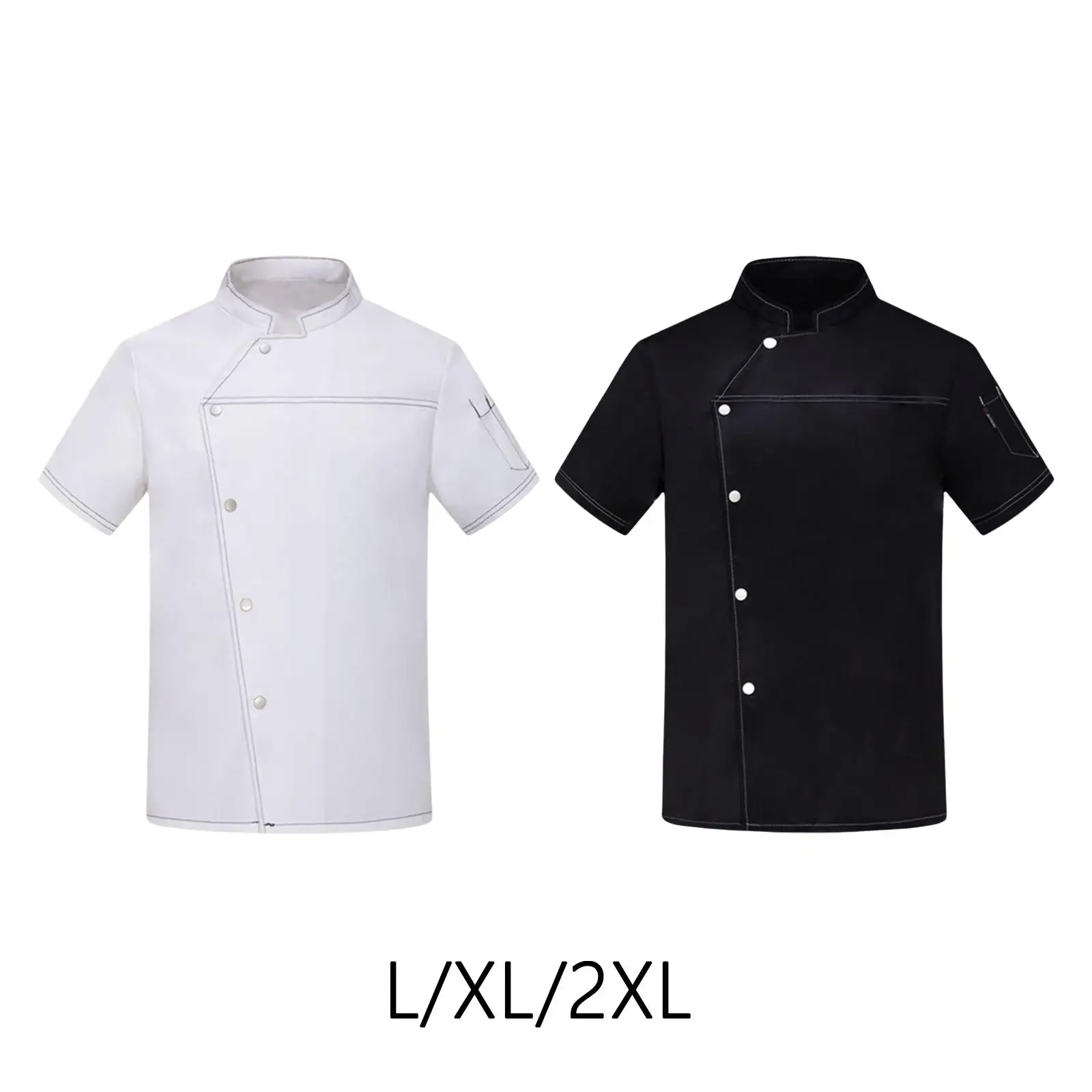 

Chef Coat, Short Sleeve Waiter Apparel Work Wear Lightweight Chef Clothes Chef Jacket, for Hotel Kitchen Bakery Food Industry