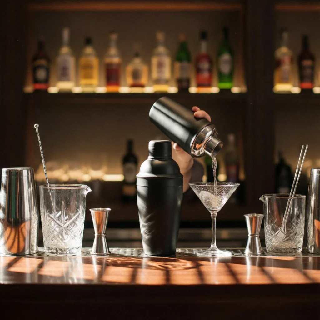 Mixer Shaker with Bone Accent Rust-Resistant Mixer Shaker Barware Professional Compact for Hosts, Home Bar, Parties